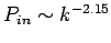 $P_{in}\sim k^{-2.15}$