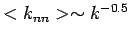 $<k_{nn}> \sim k^{-0.5}$